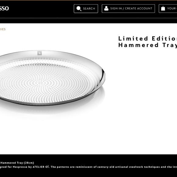 Nespresso Collections Hammered Tray Design Atelier OÏ Stainless Steel Plate 11" - Picture 8 of 8